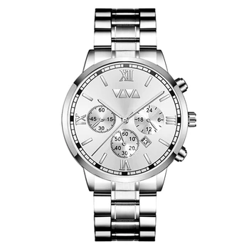 

Men's Large Dial Fashion Stainless Steel Band Watch Business Casual Calendar Quartz Watch Waterproof Watch Manufacturer Spot