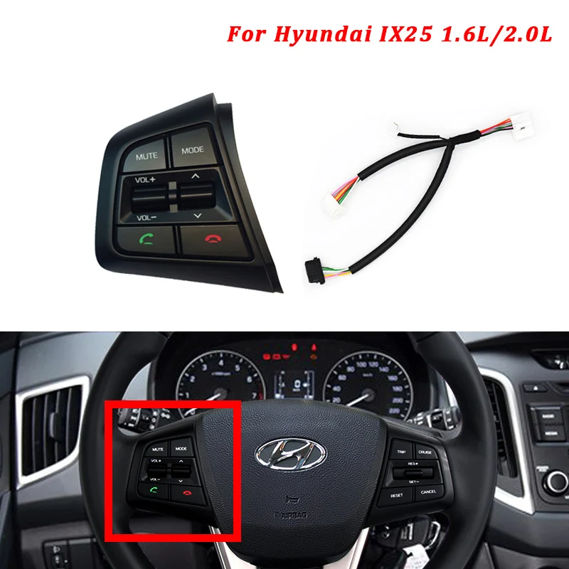Круиз-контроль Кнопка рулевого колеса для hyundai IX25 creta 1,6 л/2.0л Bluetooth телефон пульт дистанционного управления аудио переключатель Левая кнопка