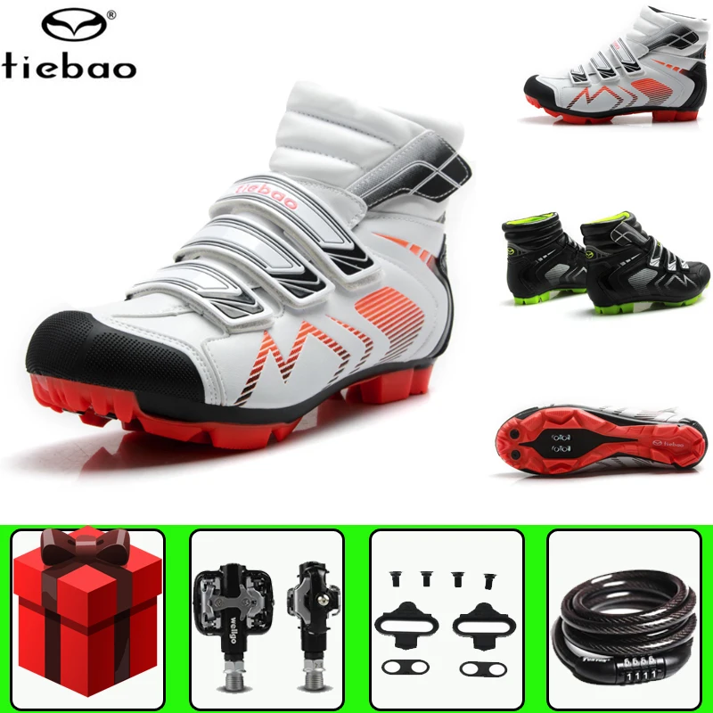 

TIEBAO Winter Cycling Shoes SPD Pedal set Men Ultralight Pro Self-Locking Mountain Bike MTB Bicycle Triathlon Racing Shoes