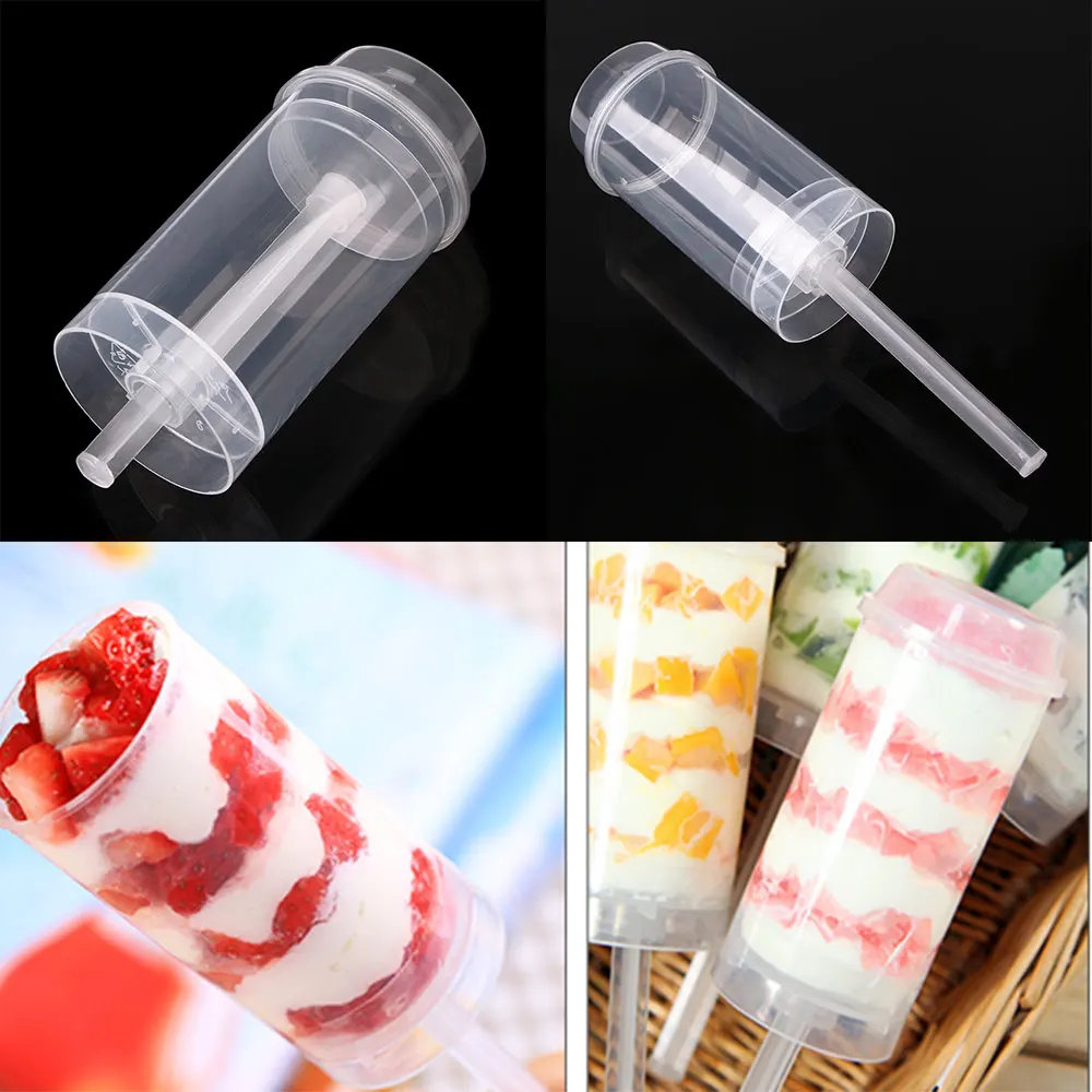 

5Pcs Cakes Dessert Push Up Pop Containers Cake Shooter Pop for Party Practical Clear Plastic Cupcake Tool Useful
