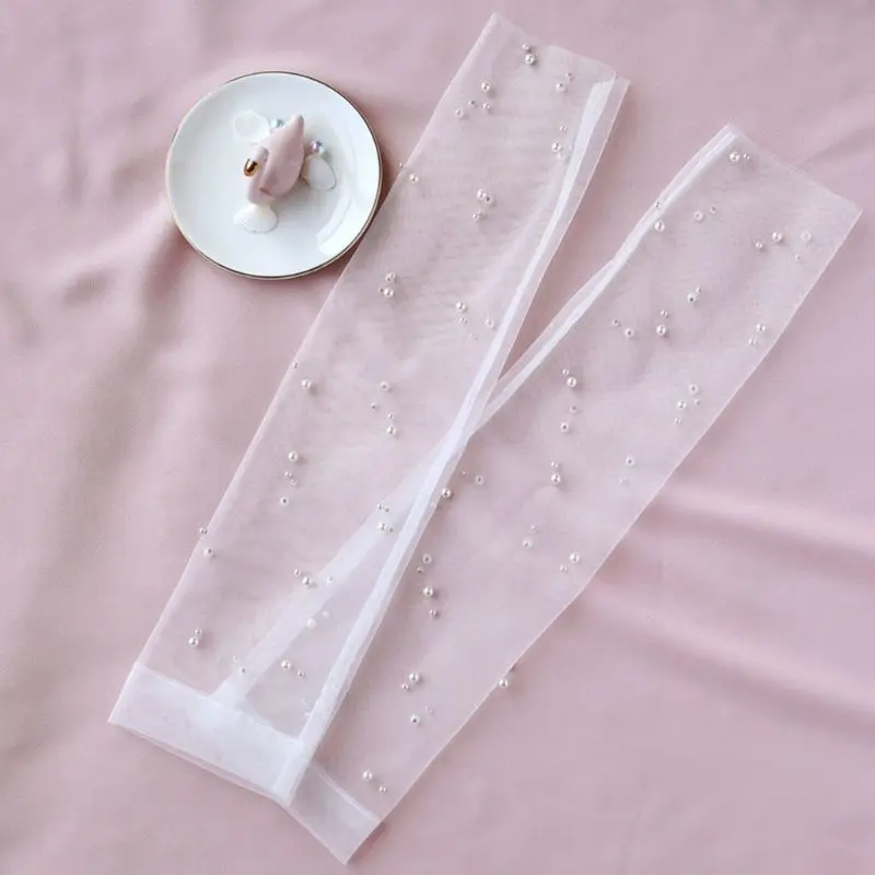 Простые нарядные перчатки для невесты длинная перчатка реквизит для фотосъемки тонкие сетчатые искусственные жемчужные варежки