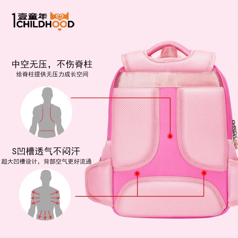 

Schoolbag for Elementary School Students Men And Women 1-4 Grade 6-12 a Year of Age Fashion Children Burden Relieving Backpack