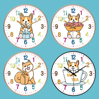 

Nordic Cartoon Puppy Shiba Inu Dog Wall Clock Home Bedroom Decoration 10 12 Inches