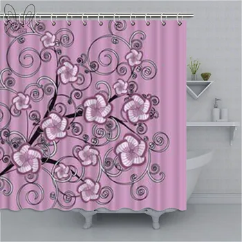 

Aplysia Pink Rose Shower Curtain Waterproof Polyester Fabric Bathroom Shower Curtain Accessories