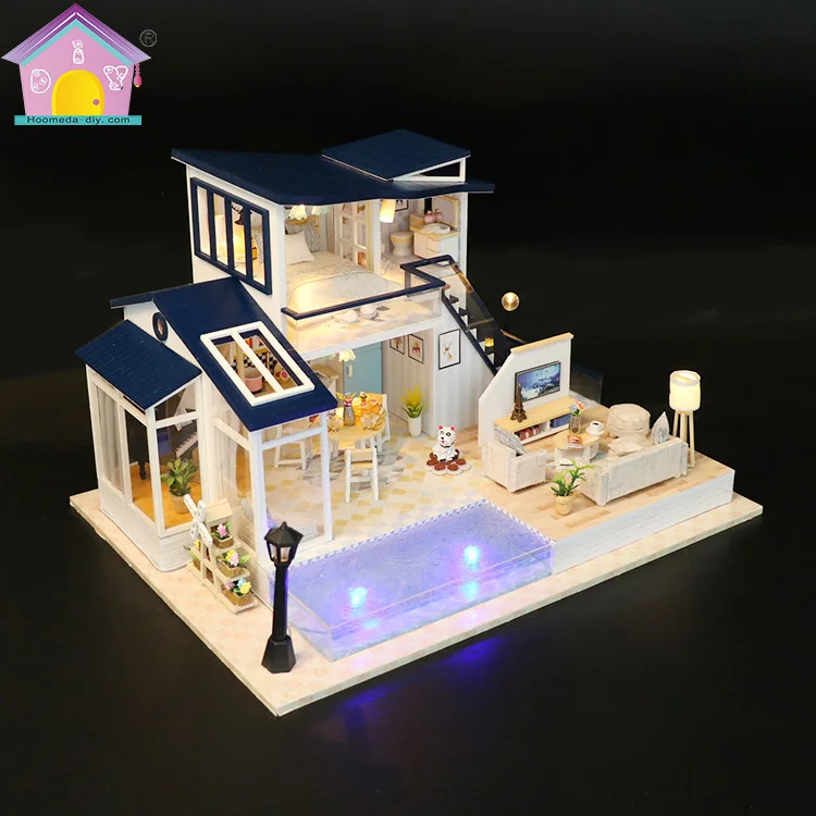 

Diy Model Toy House Sound and Light Creative Christmas Birthday Gift Manufacturers Directly Puzzle Assembly Miniature Dollhouse