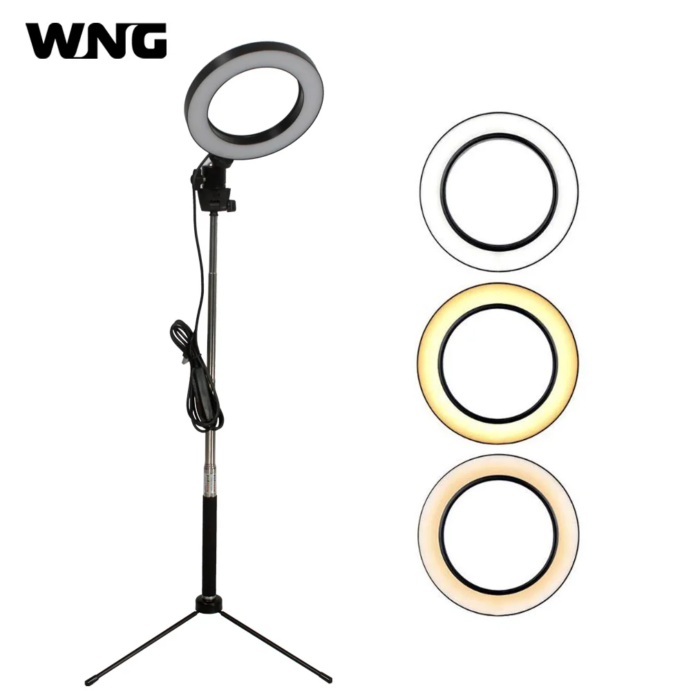 

6/10 inch LED Ring Light Dimmable 3200K/5500K With USB Plug Video lamp Photo for Make Up Selfie light
