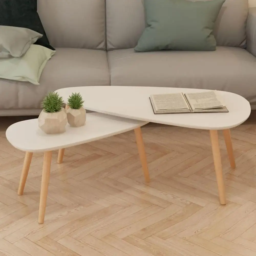 

Coffee Table Set 2 Pieces Solid Pinewood White Suitable for the Living Room can Match any Decor in your House