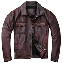 Американские ретро Corium из яловой кожи мужские куртки плюс размер 4XL первый слой коровья кожа куртки и пальто автомобильные пальто A819