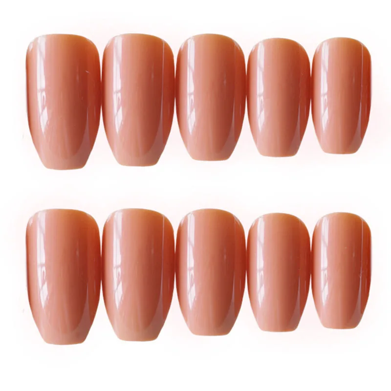 Однотонные оранжевые корейские Ins стильные длинные квадратные накладные ногти с клеем полное покрытие носимые Предварительно Дизайн DIY поддельные узоры для ногтей