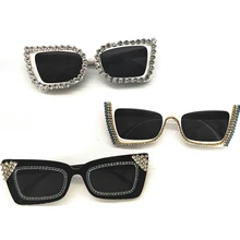 Модные дизайнерские женские солнцезащитные очки, квадратная негабаритная оправа, алмазные женские очки, UV400, солнцезащитные очки, 3 стиля, Кристальные очки