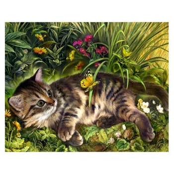 

Diamond Embroidery Cat Full Square Diamond Painting Animal Cross Stitch Diamond Cat Pictures Rhinestone Children Gift