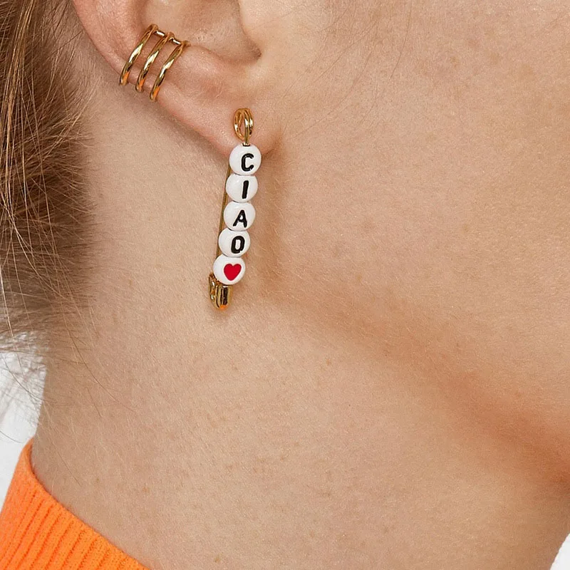 Unique Design Imitation Pearl Paperclip Safety Pins Stud Earring shape brooch Women Girls DIY craft Decor Accessories 1Pair