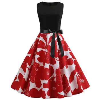 

Summer Womens Dresses 2019 Casual Floral Retro Vintage 50s 60s Robe Rockabilly Swing Pinup Vestidos Valentines Day Party Dress