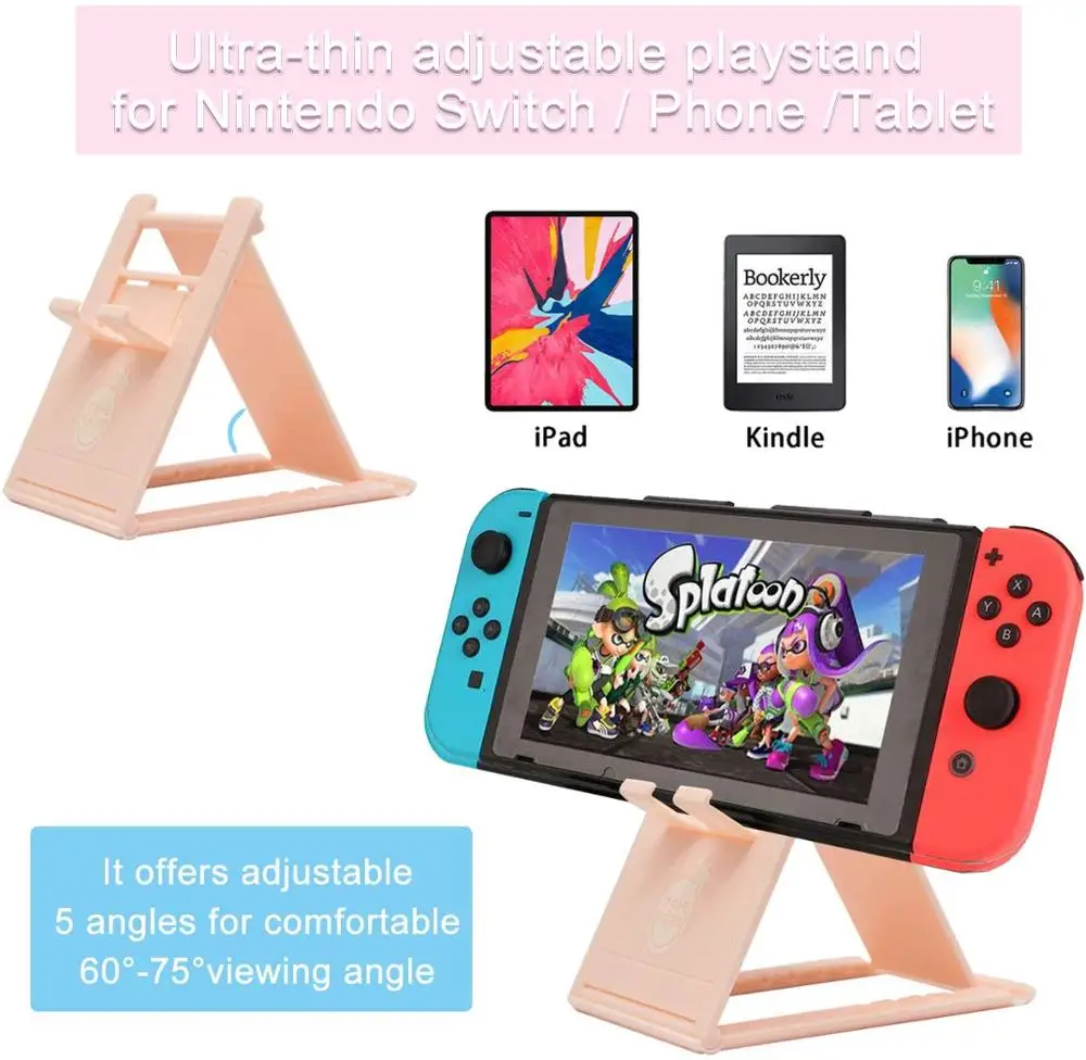 Viagem Carrying Case Acessórios Kit para Nintendo Switch Lite Console Suporte Protetor de Tela de Vidro Sakura Polegar Caps Aderência Rosa - Image 4