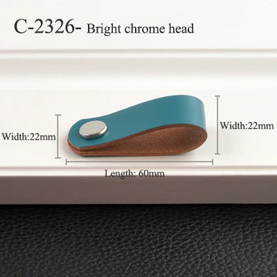 C-2326-bright Chrome Смешанные Оптовые латунные+ кожаные ручки для мебели/ручки и ручки для дверей шкафа, комода, ящика, чемодана, ручки с винтами - Цвет: C-2326-bright Chrome