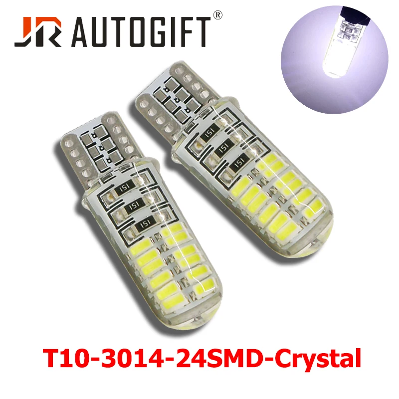 100 шт. T10 W5W 194 3014 24SMD Кристалл кремнезема Лампа Белый 12 в 24 В светодиодный автомобильные лампы Клин свет номерного знака свет автомобиль Стайлинг