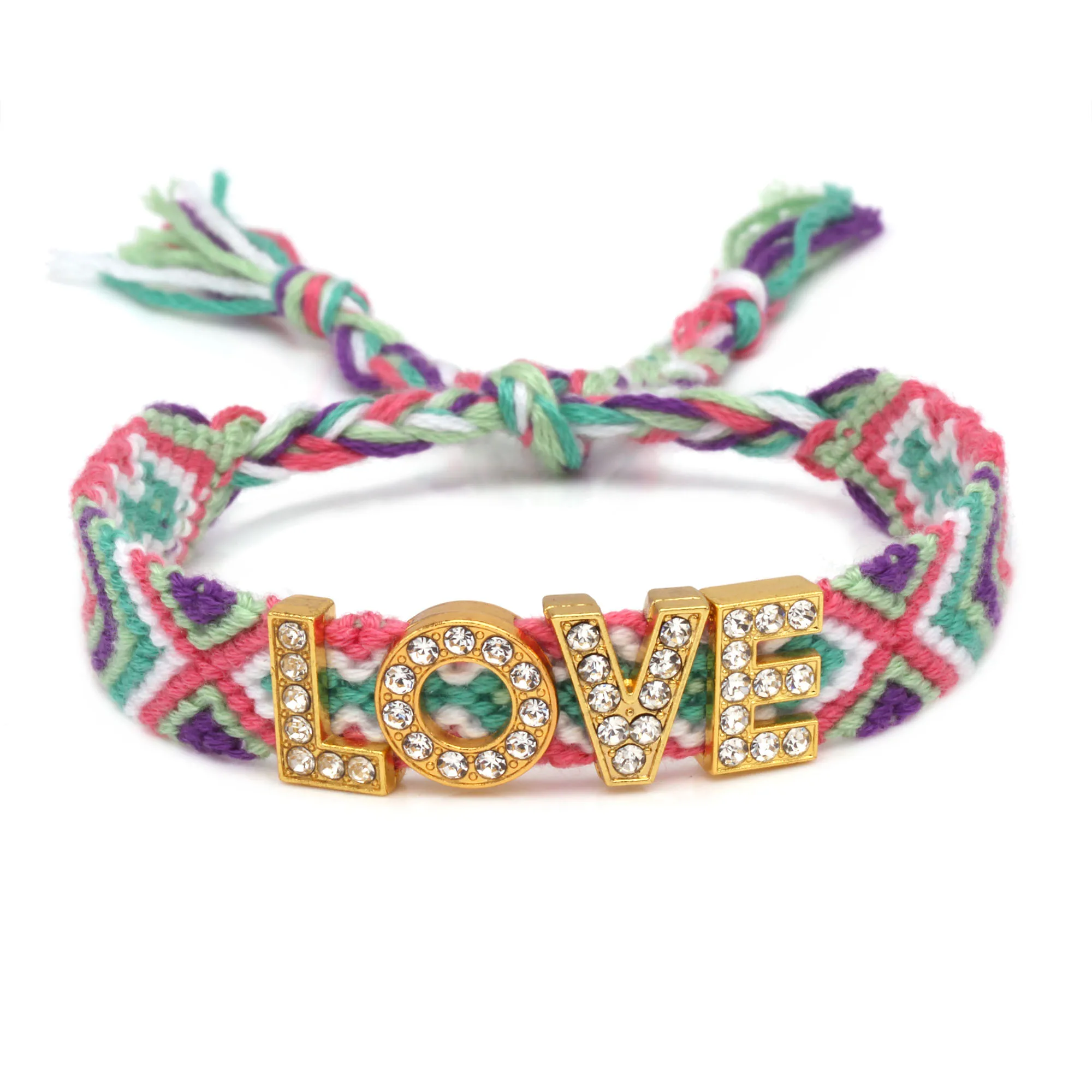 Разноцветный браслет дружбы с алфавитом и бриллиантами для женщин и мужчин, новинка, модная новинка, ювелирное изделие ручной работы с надписью Love