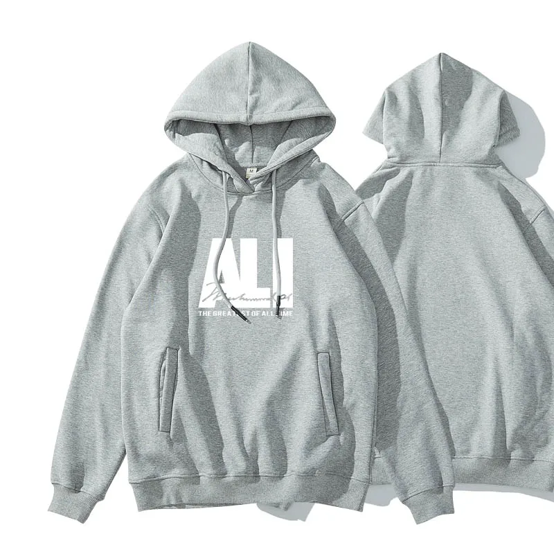 

Hot Sale European USA Style Autumn Winter Men's Sweatshirt ALI Print Casual Solid Color Hooded Men's Long-sleeved Thin Hoodie