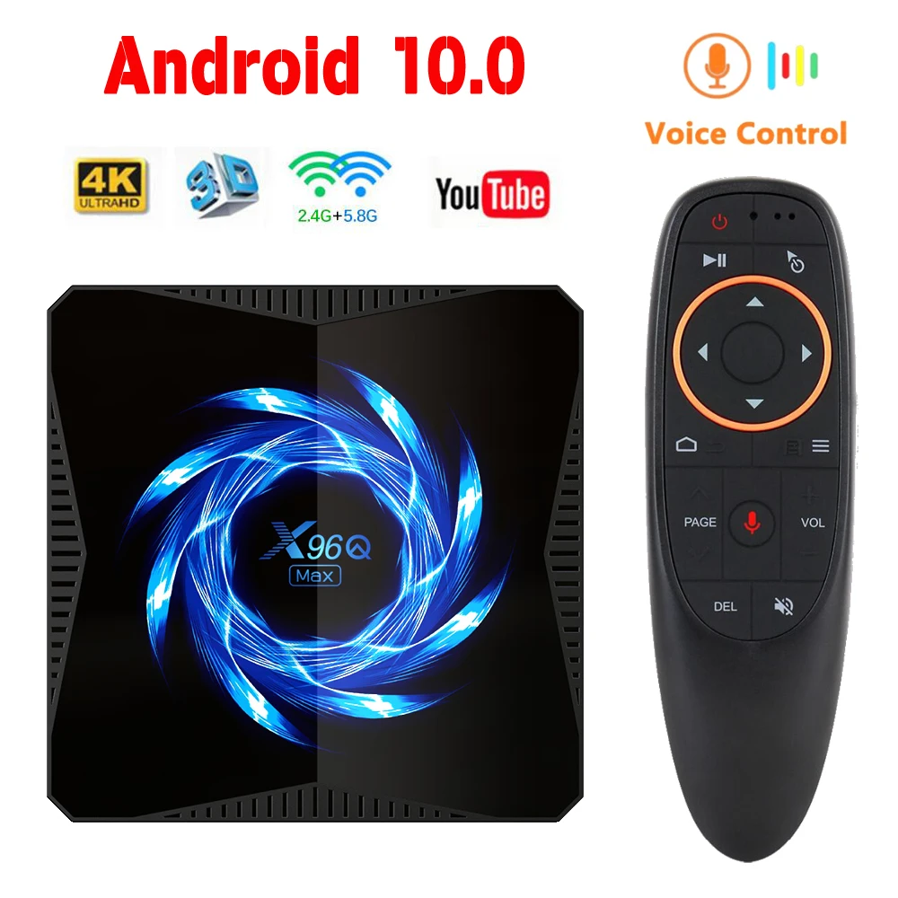 

X96Q MAX Android 10.0 TV Box Allwinner H616 6K Bluetooth 5.0 2.4/5G Dual wifi Google Youtube Voice Smart Media Player TVBOX X96