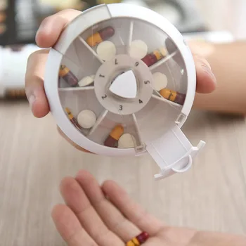 

Rotating Round Pill Box Household Items Storage Box Organizer Containers Portable Pill Storage Boxes Japanese Medicine Box