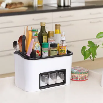 

Multi-functional kitchen condiment box condiment salt MSG storage rack Stool Use tool flavoring bottle storage rack