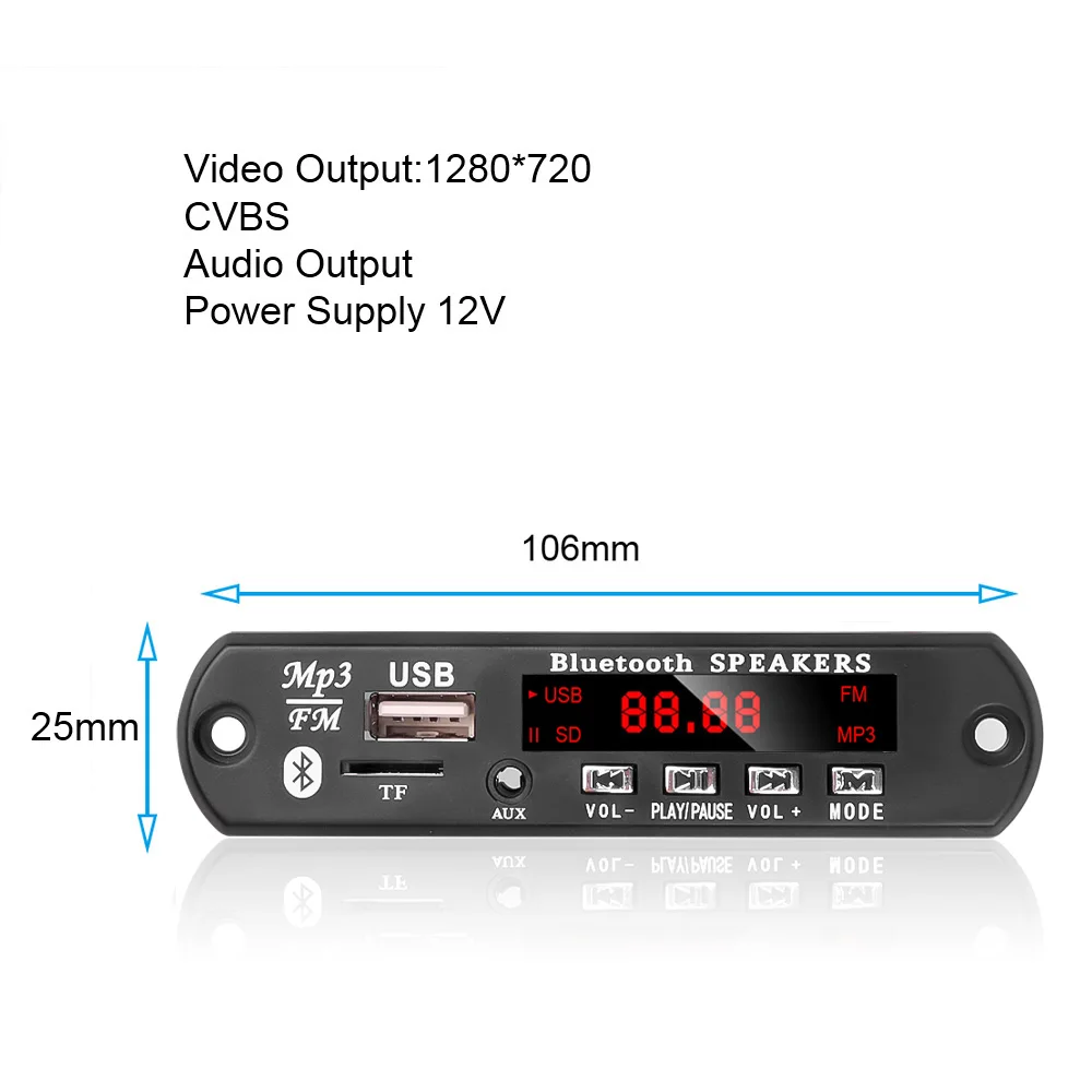 Kebidu 2*15/20/25/40/60W Amplifier 12V MP3 WMA WAV Decoder Board Bluetooth5.0 Wireless Music Audio Modul USB TF FM Radio For Car2*25W DC6v-18v2*20W 6-12V2*40W 7-24V microsoft zune