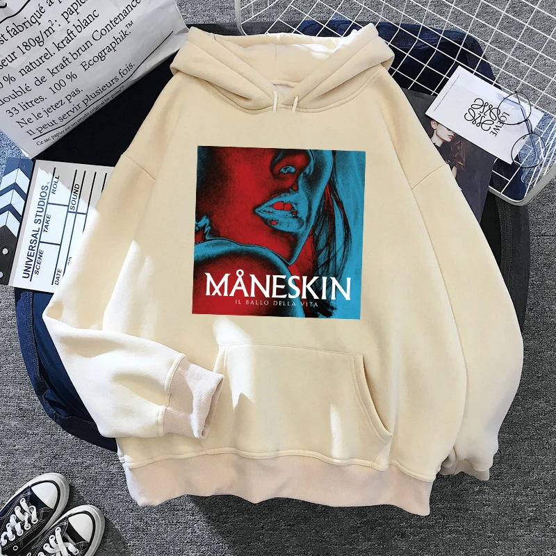 Maneskin Band Spring Autumn Hooded Sweatshirts Unisex Fashion Hoodies Cartoons Casual Clothes Hooded Pullover Khaki Kawaii Femme disney new hoodies snow white and the seven dwarfs women cartoo hooded sweatshirts pullover kawaii spring urbano casual clothes