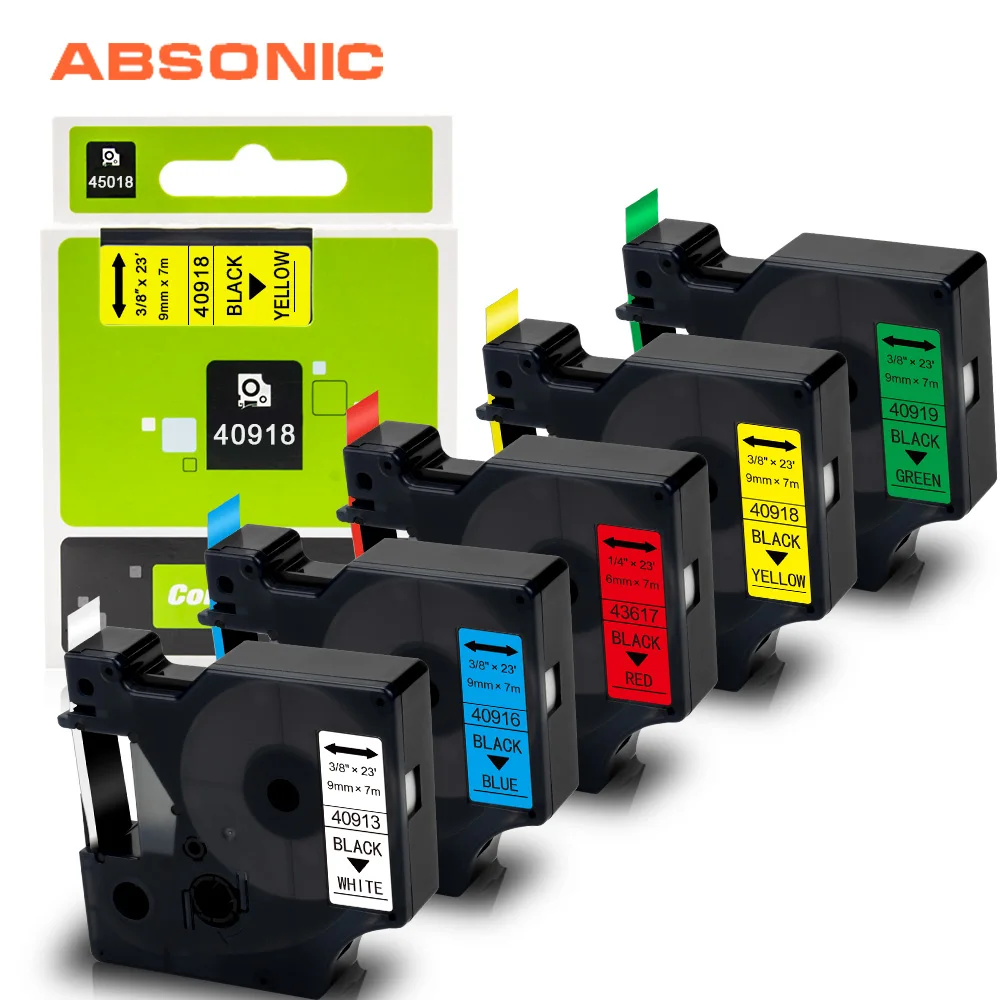 Absoonic 9 мм 40910 40913 40916 40917 40918 40919 для Dymo D1 ленточная лента менеджера 160 210D 280 360D 420P