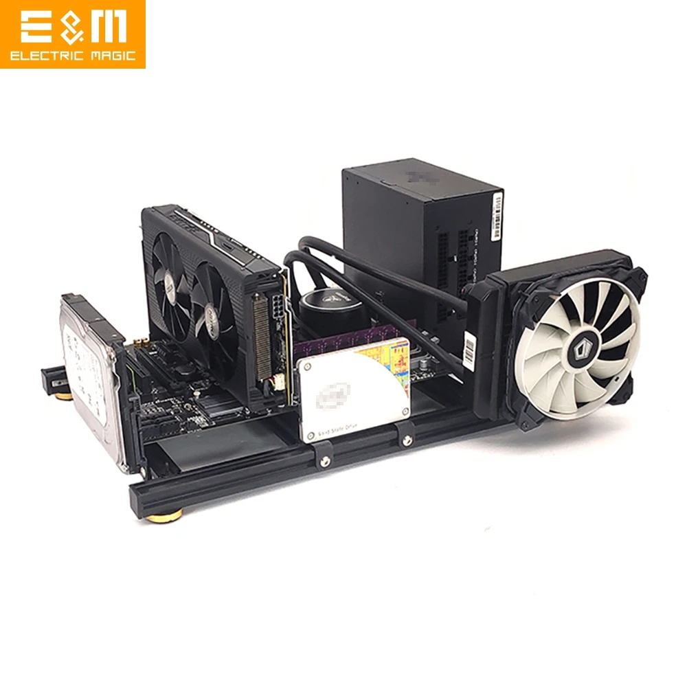ITX Computer Open Case DIY Aluminum Frame support Graphics Card