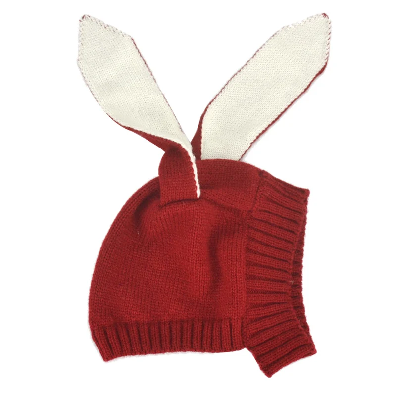 Red rabbit hat Новая детская шапка с оленями и ушками, зимняя детская шляпа с рисунком, вязаные эластичные детские шапки, шапочка для младенцев 6-24 месяцев, 1 предмет - Цвет: Red rabbit hat