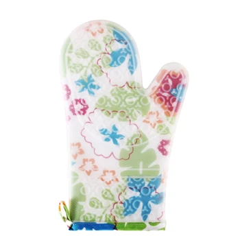 

1 Pairs Oven Mitts Silicone and Cotton Double-Layer Heat Resistant Gloves Silicone BBQ Gloves
