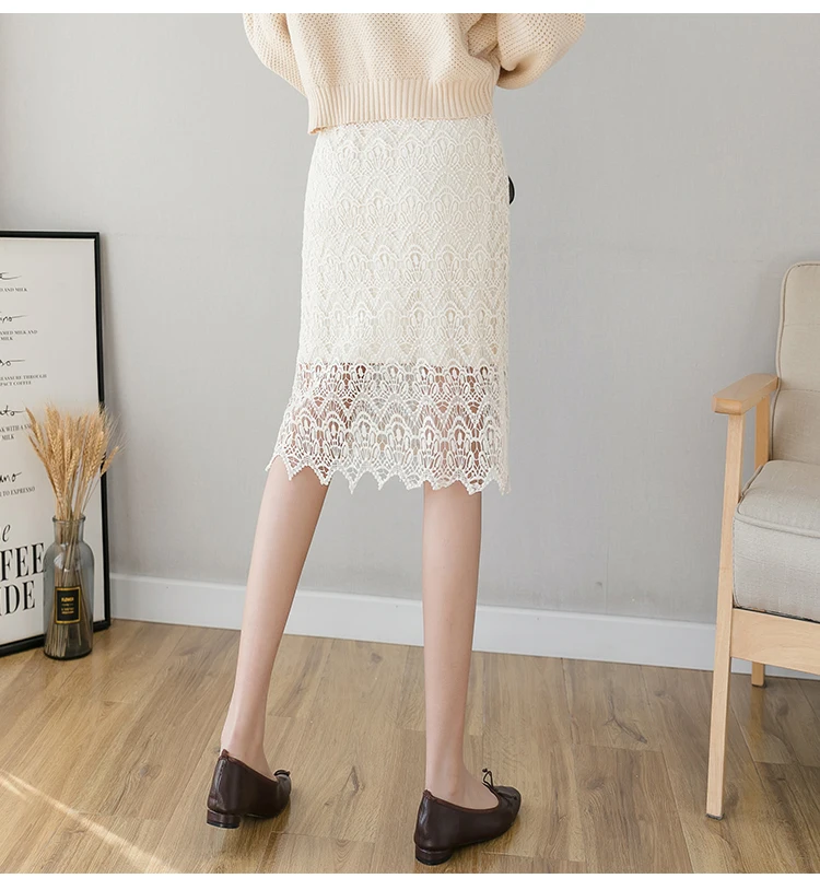 New arrival spring Runway Women Long Skirt Luxury mesh lace High Waist Elegant retro Skirt hollow out Designer sliming Skirts