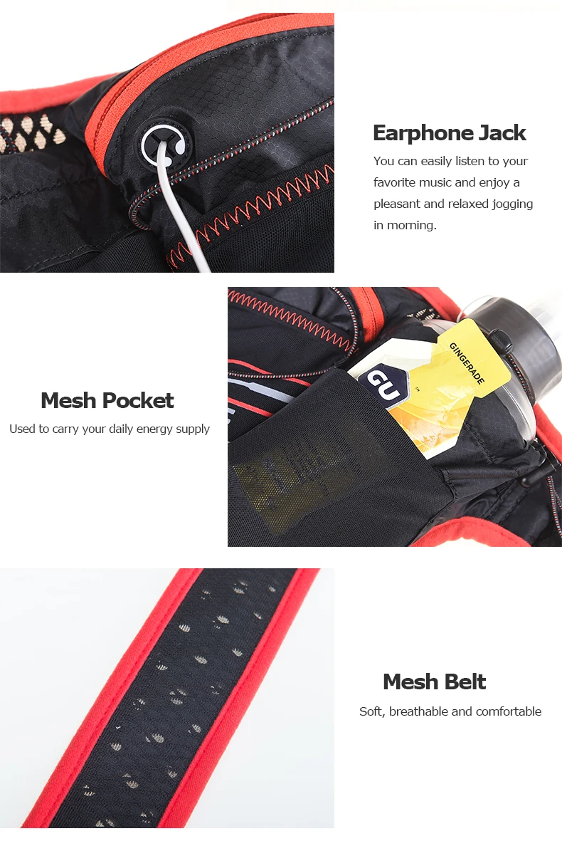 AONIJIE Hydration Belt Waist Bag Marathon Jogging Cycling Running Fanny Pack Cell Phone Holder Free 2pcs 500ml Water Bottle W959