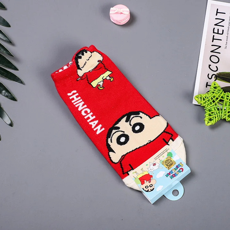 1 Носочки с принтом в стиле Аниме Crayon Shin-Chan Nowara Shnnosuke Nohara Himawari Toru Kazama, милые забавные женские хлопковые носки с героями мультфильмов, сезон весна-лето - Цвет: 1