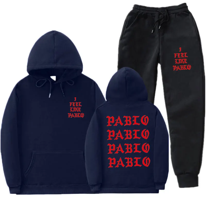 Уличная одежда I Feel Like Pablo, комплект с капюшоном, спортивный костюм для мужчин, комплекты тепловой спортивной одежды, толстовки и штаны, Повседневная Толстовка, спортивный костюм