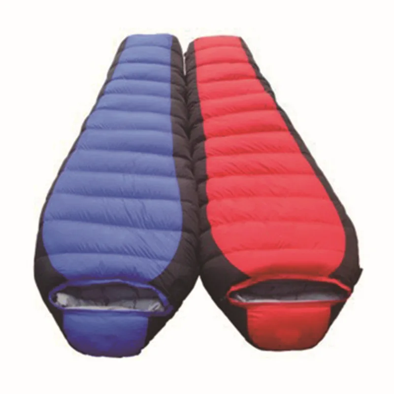 2.1kg Duck Down Mummy Type Sleeping Bag Outdoor Camping Sleep Bag Winter Hooded Hiking Sleeping Bag AA52018