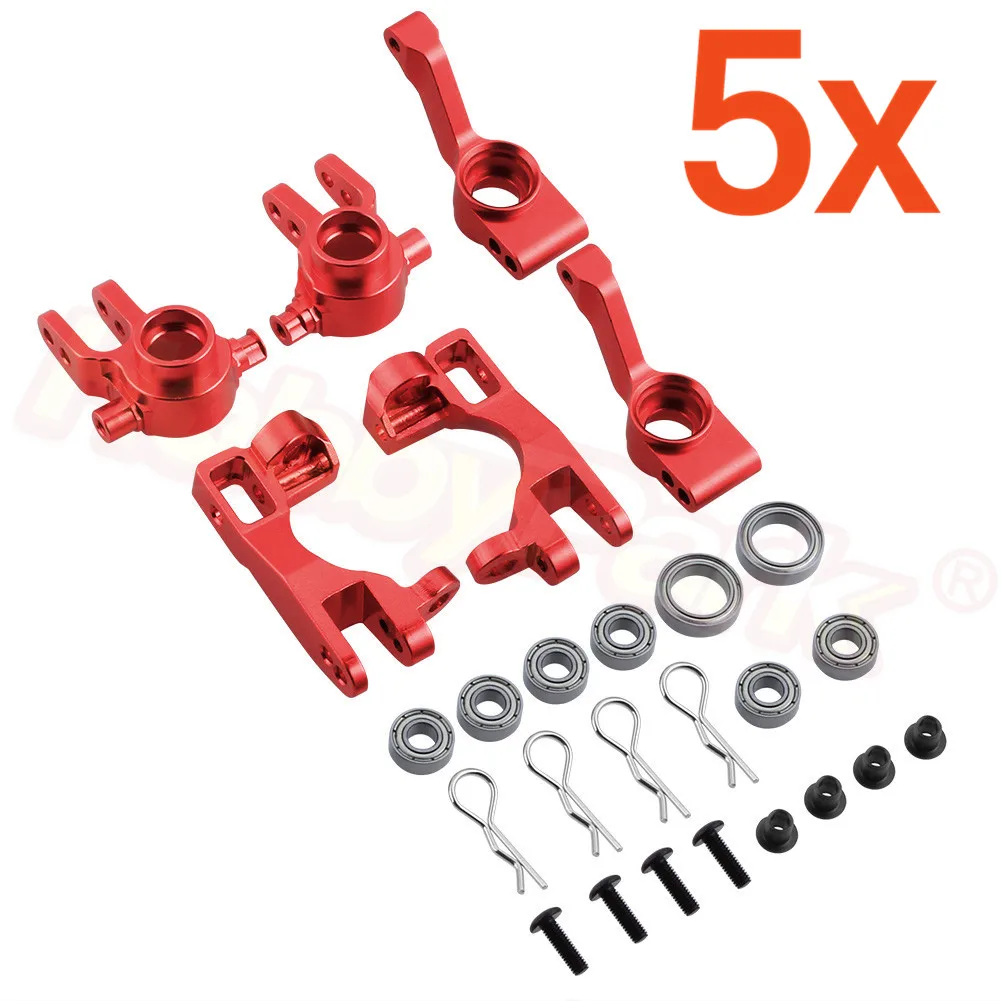 5 компл., алюминиевые поворотные кулаки, блоки, части# 6837X c-ступицы 6832X, осевые носители, роликовые блоки для 1/10 Traxxas Slash 4x4 Upgrade - Цвет: Red 7928