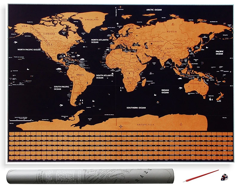 Large Size Scratch Off World Travel Map Premium Personalized Wall Sticker Poster All Country Flags Gift Package for Travelers (5)