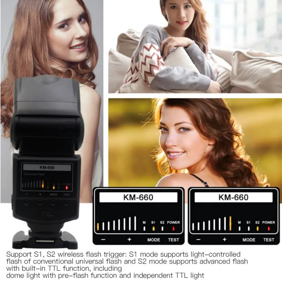 KM-660 5800K Беспроводная вспышка Speedlite с заполняющим светильник для Canon для Nikon SLR камеры