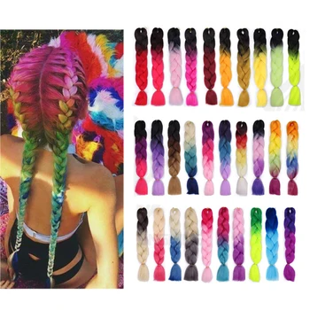 

24 inch Jumbo Pink Braids Long Ombre Jumbo Synthetic Braiding Hair Crochet For Women Blonde Blue Grey Hair Extensions African