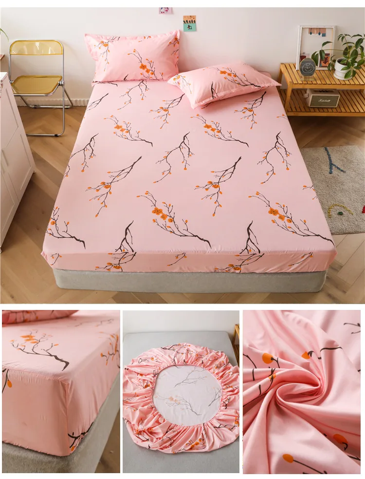 Description Picture 3 of item1pcs 100%Polyester Printed Fitted Sheet Mattress Cover Four Corners With Elastic Band Bed Sheet