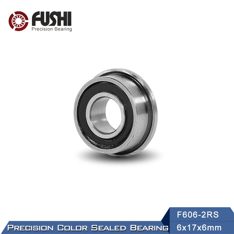 

F606-2RS Bearing 6x17x6mm ( 10 PCS ) ABEC-1 Miniature Flanged F606RS Ball Bearings RF-1760DD