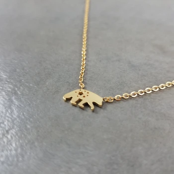 

Rose Gold Filled Cute Polar Bear Pendant Necklace Women Jewelry Stainless Steel Chain Gargantilha Animal Collier Femme 2020 Gift