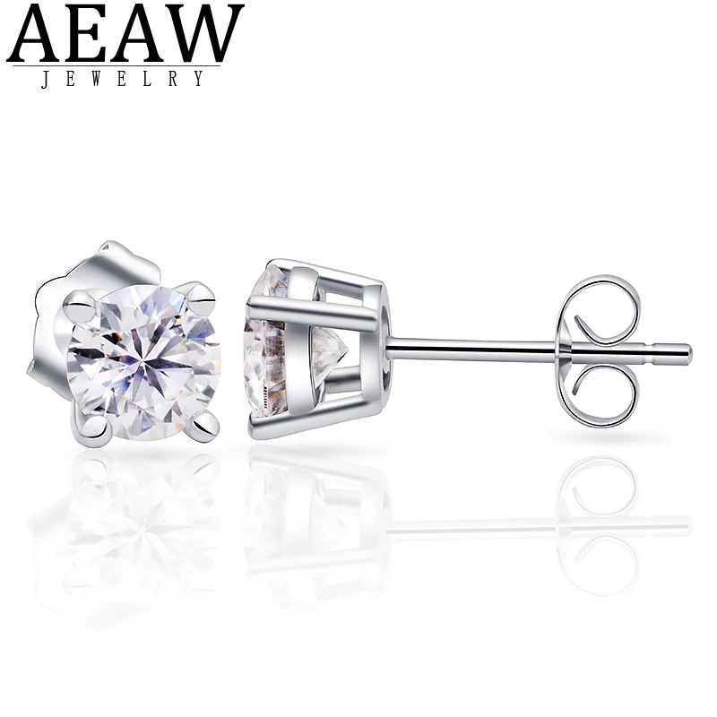 Женские серьги гвоздики VVS1Moissanite классические сережки из белого золота 18 К 2CTW 1 0ct 6
