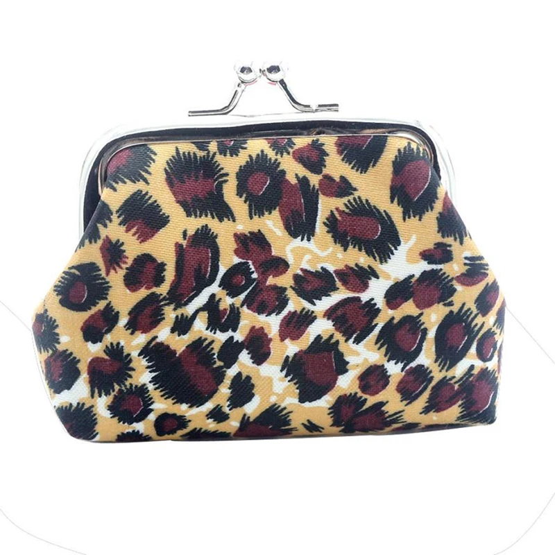 Novelty Small Canvas Leopard Printing Coin Purses Floral Print Wallet with Hasp Mini Earphone Key Carrying Bag | Багаж и сумки