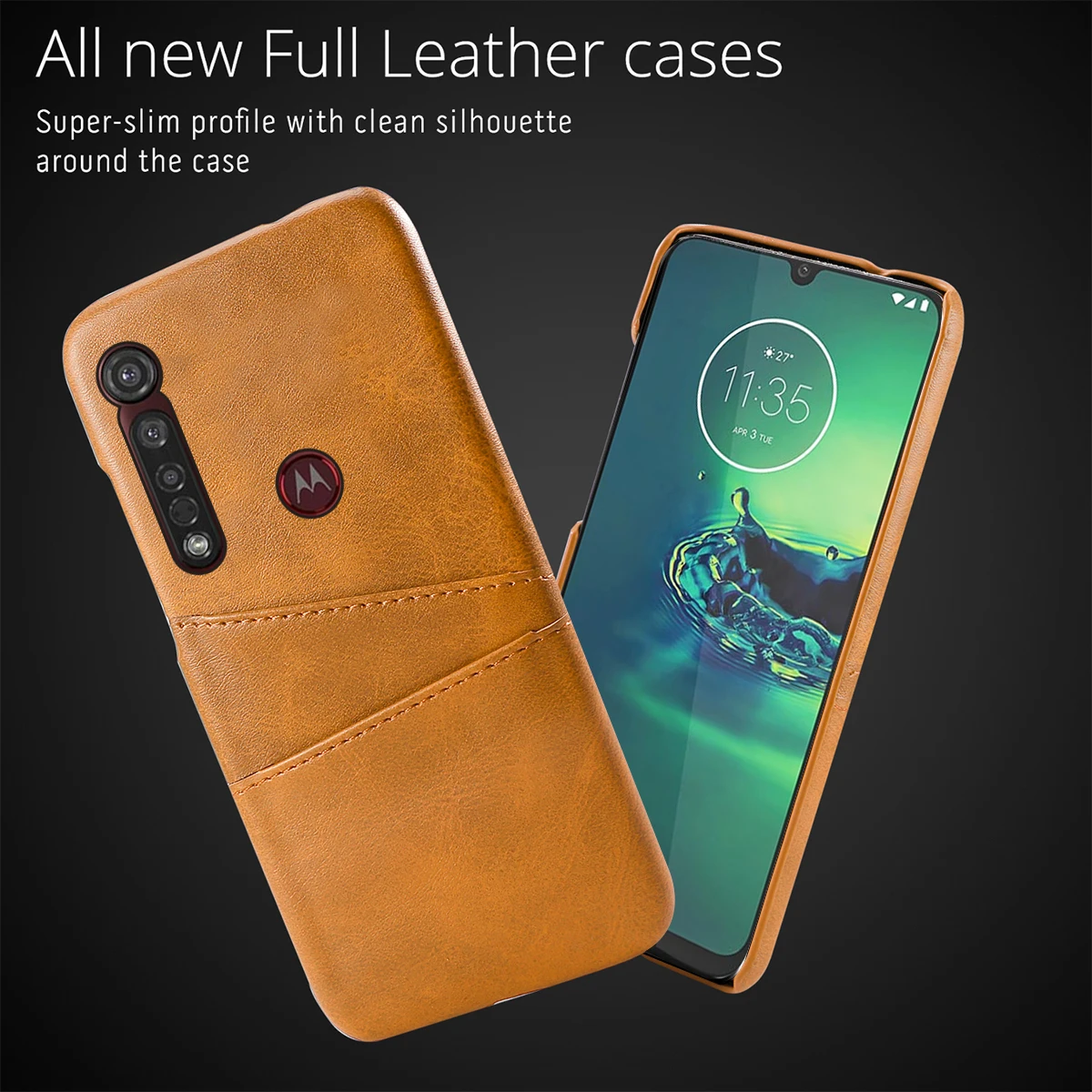 Ретро чехол для телефона Motorola Moto G8 Plus из ПУ кожи с зернистой поверхностью задняя