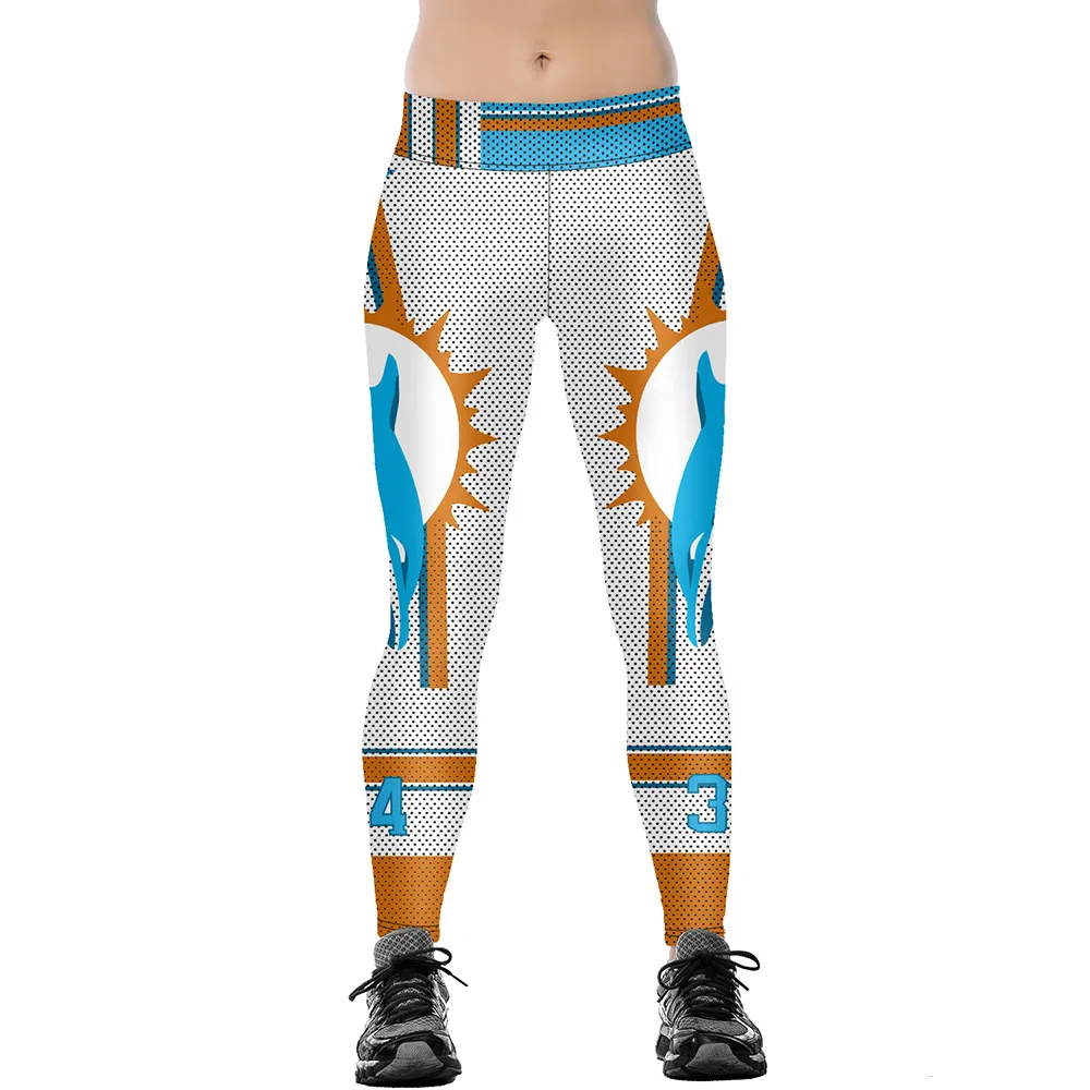 Casual Style Fashion New High Waist Polyester Geometric Pattern Printing Leggings Breathable Elastic Force Women Sports Leggings