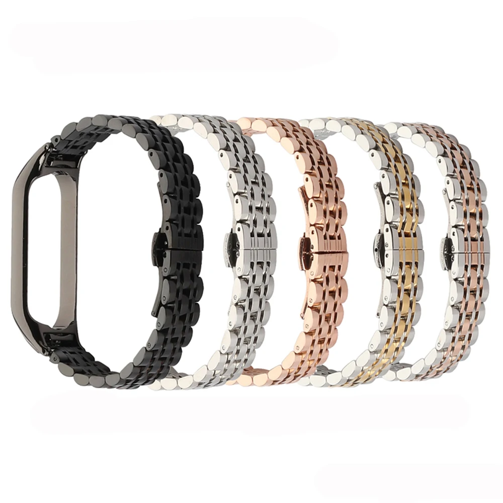 Pulseira de para Homens Pulseira de Metal Legal Pulseira para Xiaomi mi Band Aço Inoxidável - Image 5