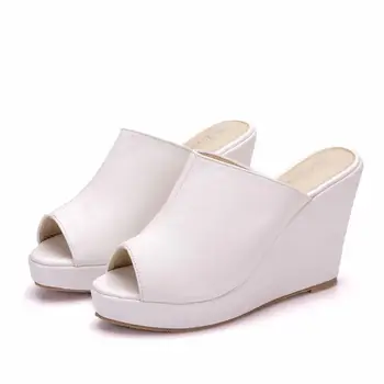 

new platform shoes fashion summer women shoes sandals white spuer heels wedges shoes hot sale