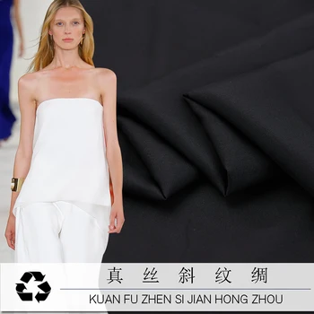 

2Meter Silk Twill Fabric Solid Color Black White 16 MM 100% Real Silk Material Comfortable Mulberry Clothing Lining Dress